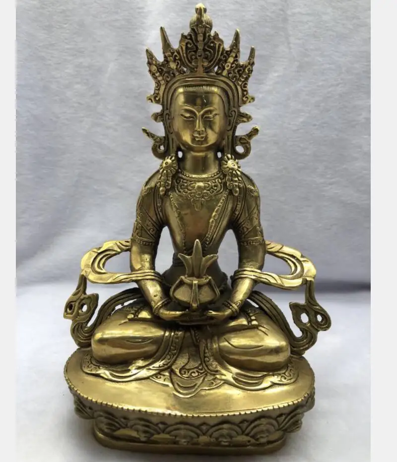 

China brass longevity Buddha crafts statue