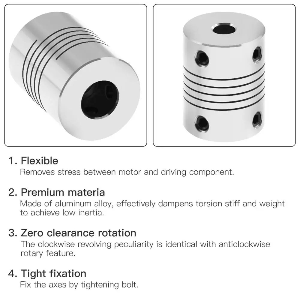 CNC Motor Jaw Shaft Coupler 5mm To 8mm Flexible Coupling OD 19x25mm Wholesale Dropshipping 3/4/5/6/8/10mm for T8 Lead Screw