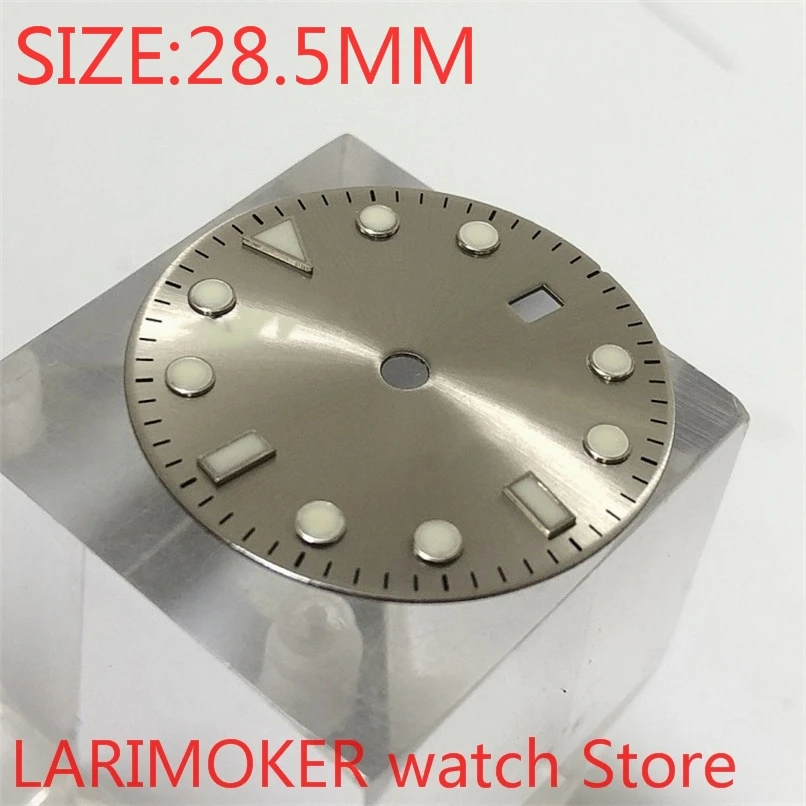 Esfera de reloj estéril de 28,5 MM, piezas de esfera de reloj gris que se ajustan a ETA 2836/2824 DG2813/3804 Miyota 8215 821A MH35, 36 movimientos, sin logotipo