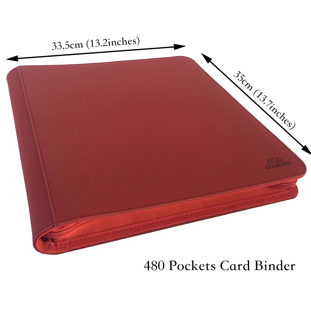 480 Pockets Side Loading Trading Card Binder Pages - Zip Album - 12 Pocket TCG Folder Card Collector : Red