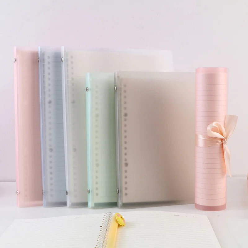 A5 B5 Transparent Loose-leaf Notebook 20 Rings Loose Leaf Binder Flexible 30 Sheets Grid Line Paper Notebook Notepad