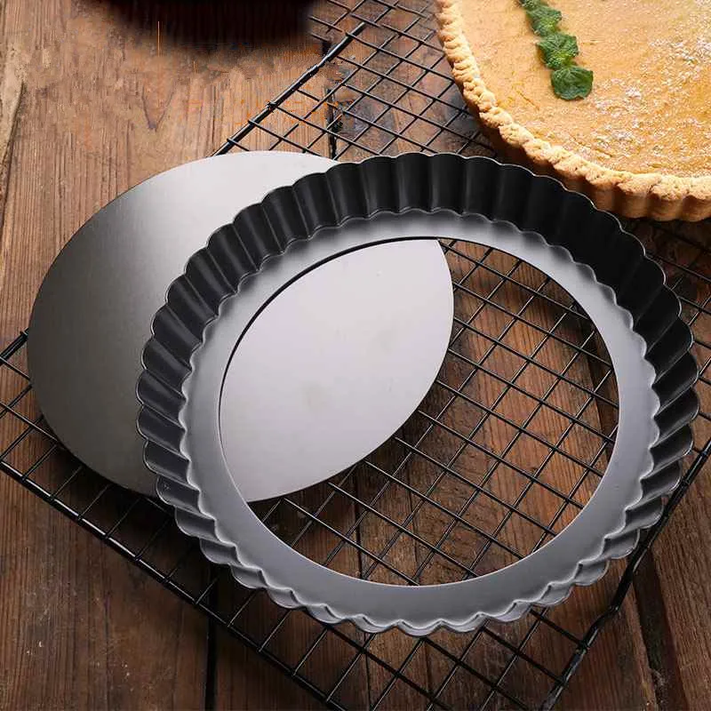 Antiaderente Tart Quiche Flan Pan Moldes, Molde de bolo de pizza torta, Fundo solto removível, Caneladas, Heavy Duty, SGS Bakeware, 9\