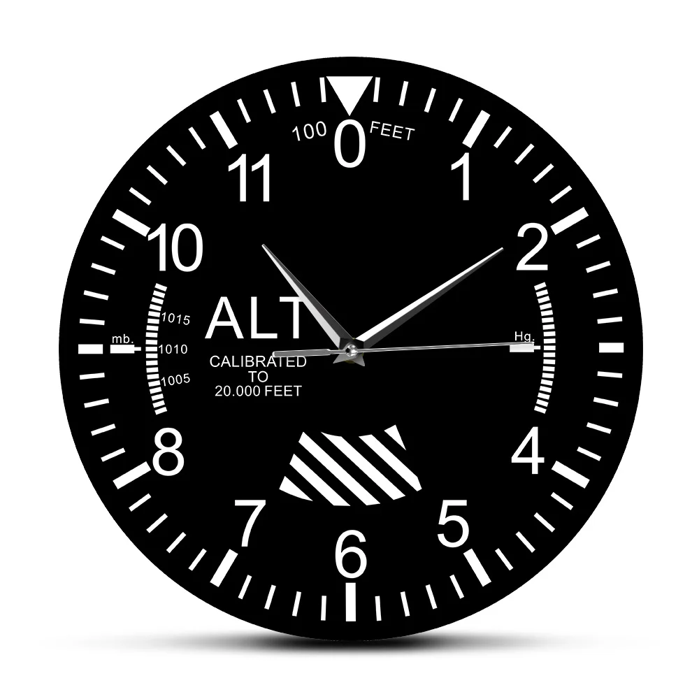 Classic Altimeter Round Wall Clock Modern Altimeter Instrument Style Wall Clock Pilot Air Plane Altitude Measurement Home Decor