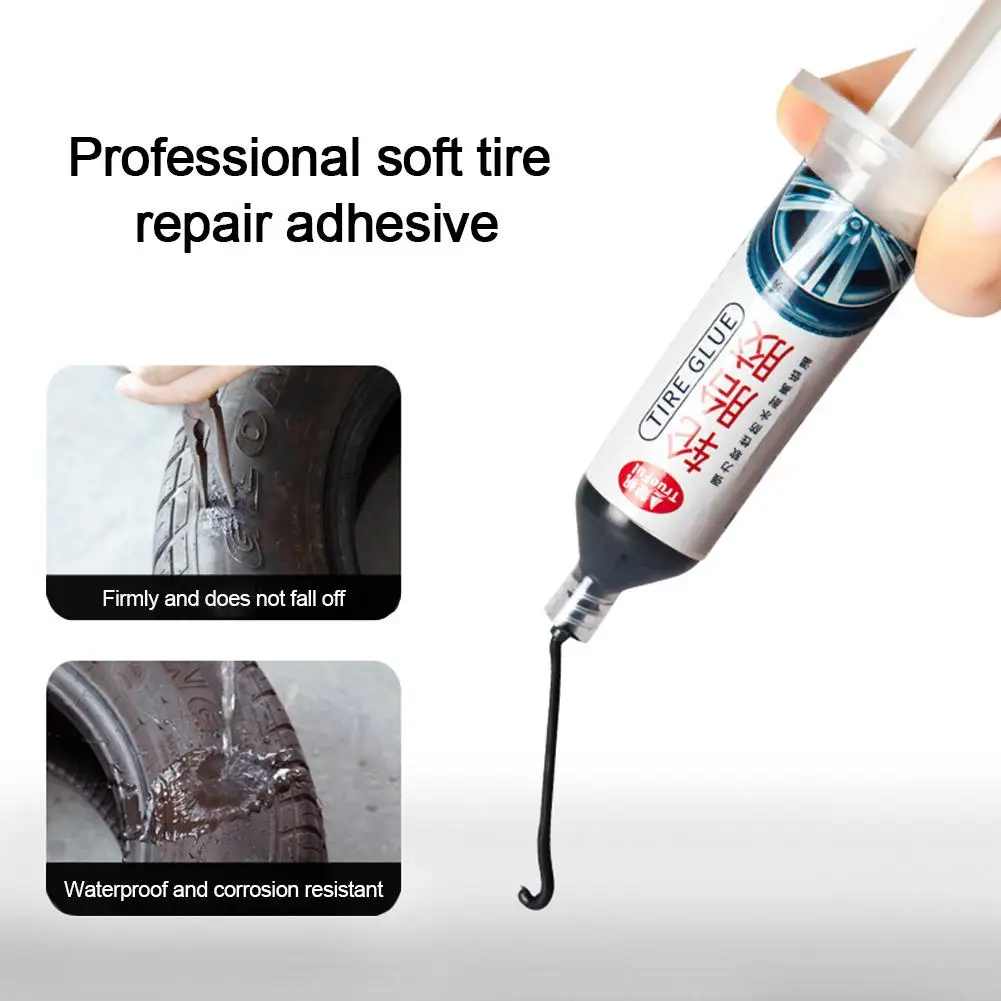 30ML Car Tire Rubber Repair Special Glue Motorcycle Tire Damage Repair Tire Crack Strong Black Plastic Tire Repair Glue