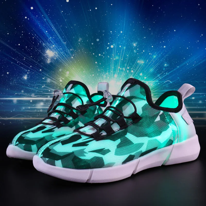 High Quality Fiber Optic USB Recharge Glow Shoes Boys Girls Shoes Lightweight Running Sneakers LED Light Summer Shoes