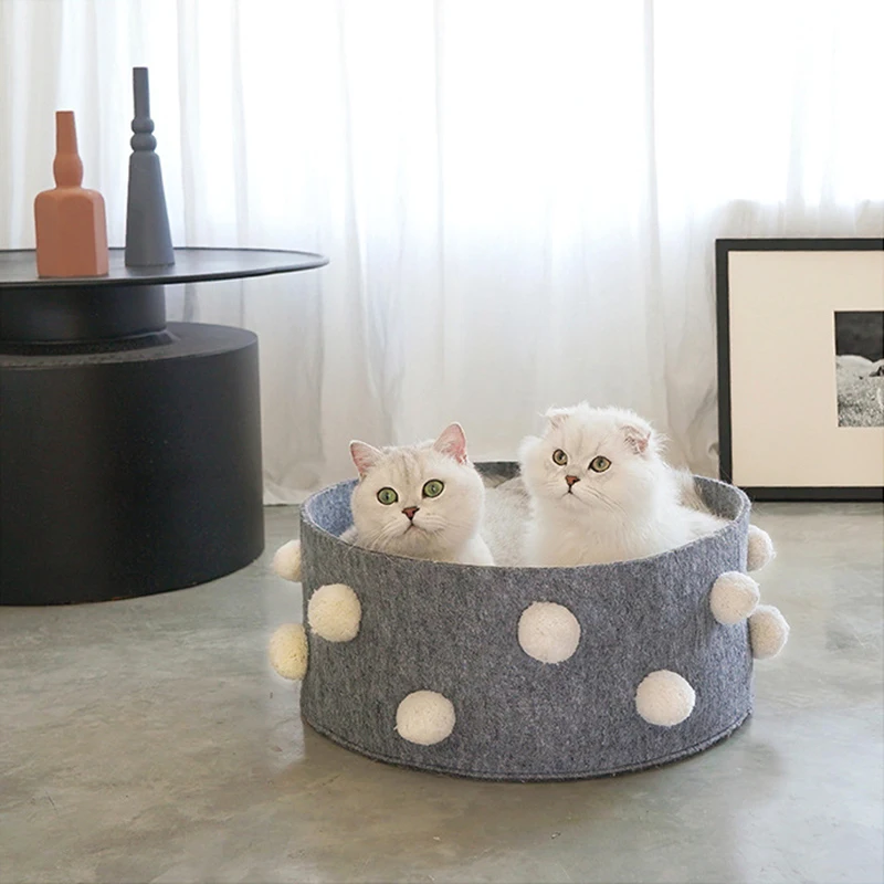 

Nordic Style Cat Bed Four Seasons Universal Nest Cotton Linen Cat Small Dog House Felt Weaving Beds Mat Kennel Pet Supplies