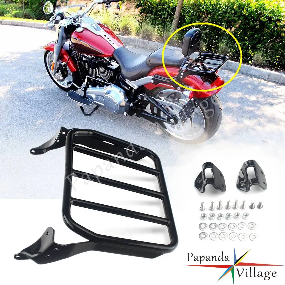 

Black Sissy Bar Luggage Rack W/ Docking Hardware Kit for Harley Fat Boy FLFB FLFBS Breakout 114 FXBR FXBRS 2018-later 2019 2020