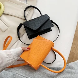 2021 torebka damska wzór Crossbody Solid Color miękka torba kurierska ze skóry PU kobieta mały kwadrat duże torba z rączkami dziewczyny podróż torebka