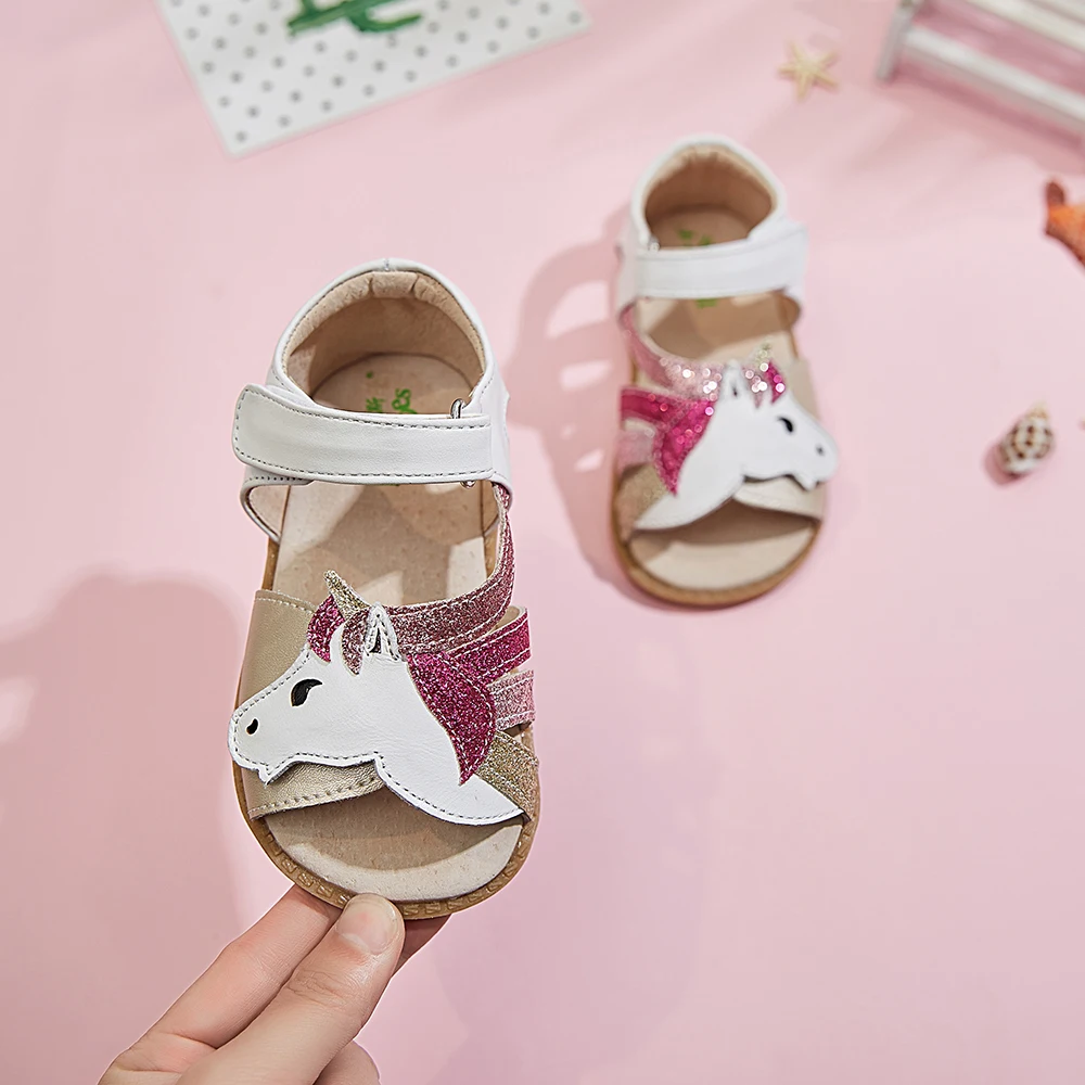 TipsieToes – sandales en cuir souple pour enfants, chaussures d\'été pour filles, pieds nus, pour bébés de 1 à 12 ans, nouvelle collection