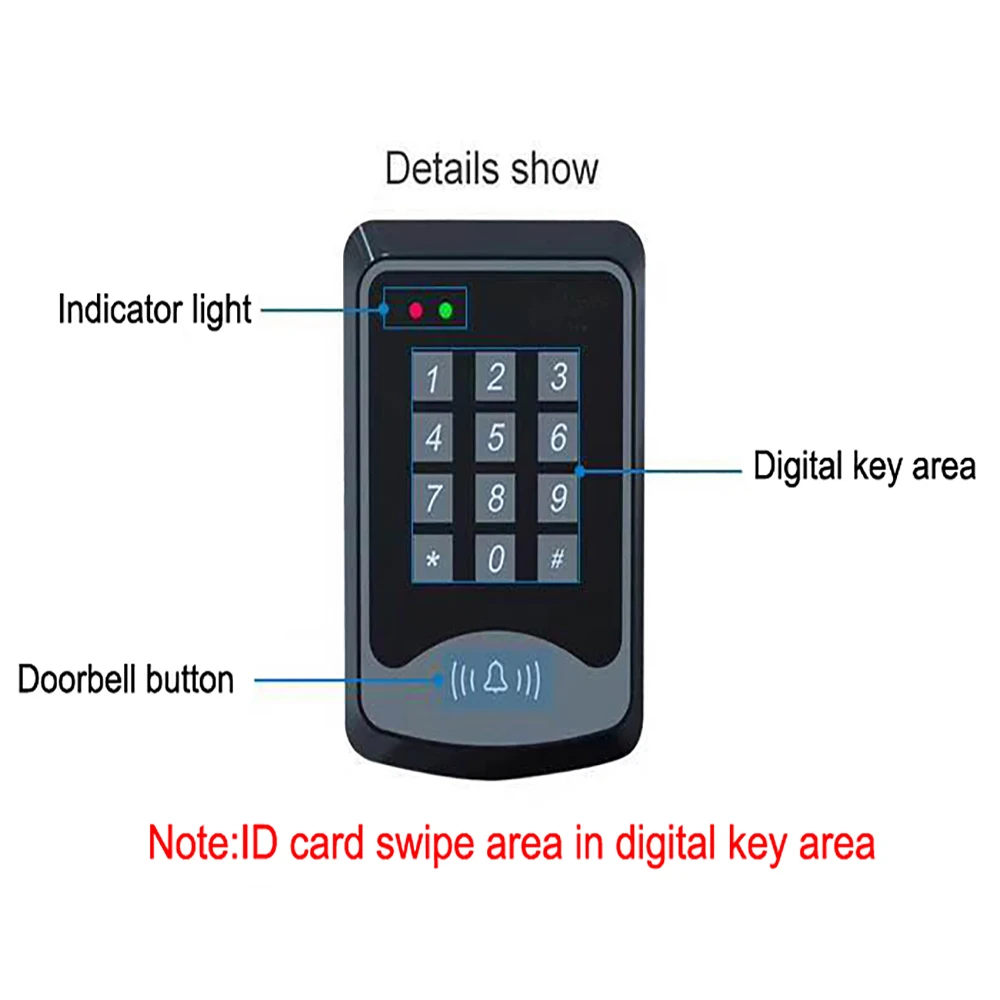 125Khz RFID Proximity Card Keypad Access Control System Device Machine RFID Card Reader Door Lock System 1000 user Keyfobs Cover