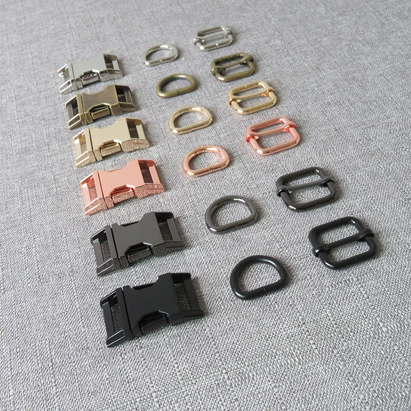 

100 sets metal belt straps adjust slider release buckle D ring 20mm webbing for bag paracord pet dog collar harness accessories