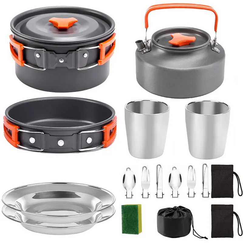 

Camping Aluminum Alloy Kitchen Utensil Kit, Travel Pot, Kettle, Picnic Hiking, Portable Tableware Pot Combination Equipment