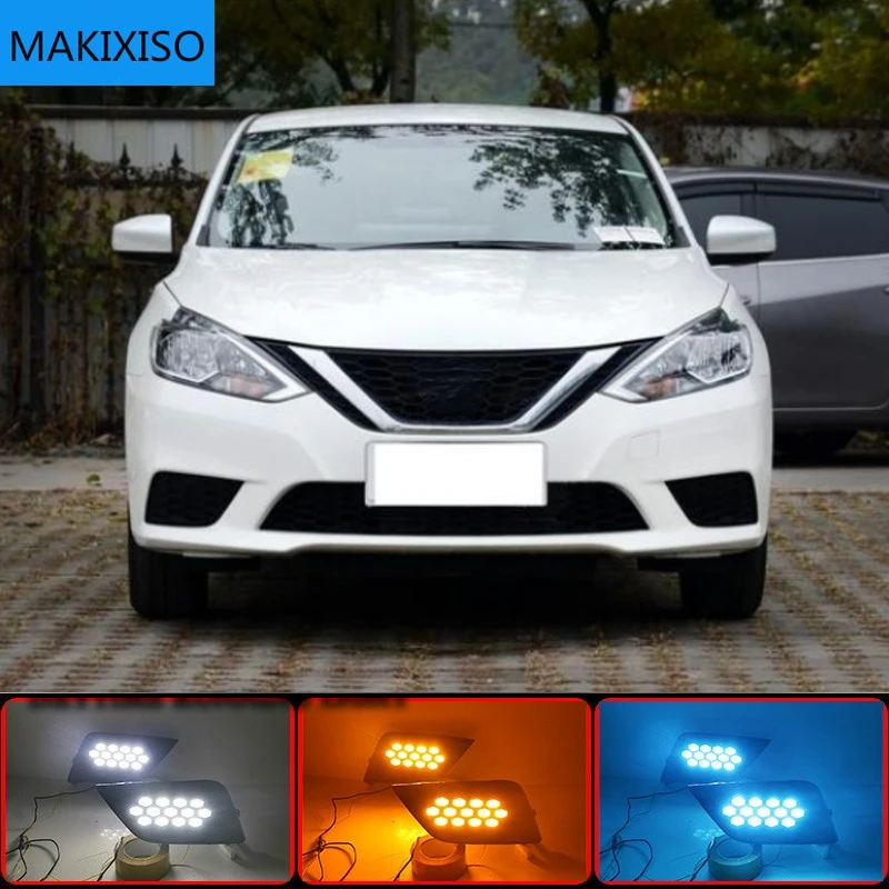 

2Pcs LED Daytime Running Light For Nissan Sentra sylphy 2016-2019 Waterproof 12V DRL Fog Lamp Decoration Car accessories