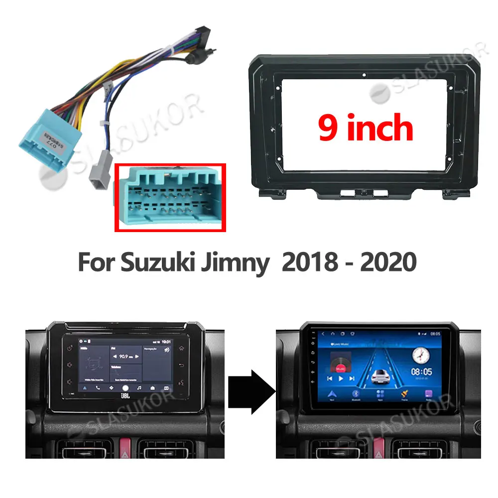 

For Suzuki Jimny JB64 2018 2019 2020 Car Fascia Wires Board Control Cable Stereo Panel Dash Installation DVD Frame 9 Inch 2din