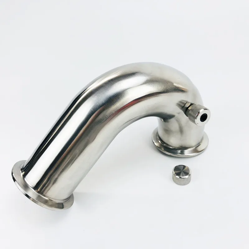 

1.5"(38mm)OD50.5mm, 135 degree Pipe Bend With Thermowell Nipple And Plug ,Tri-clamp Connection Elbow Pipe Fitting,SS304