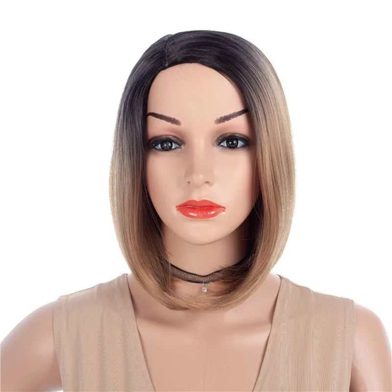 Women Short BOB Black Wine red Mix Wig Shoulder Synthetic Wig for Women Heat Resistant Fiber for Daily Use