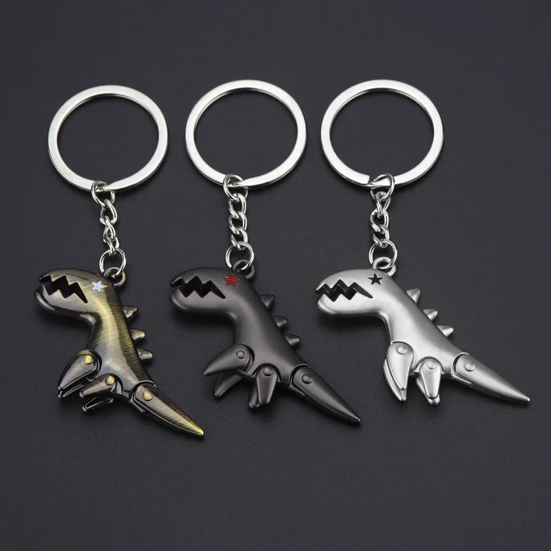 Metal Key Bag Keychain Gun Black Domineering Dinosaur Pendant Key Chain Removable Star Eye Key Ring Best Gift