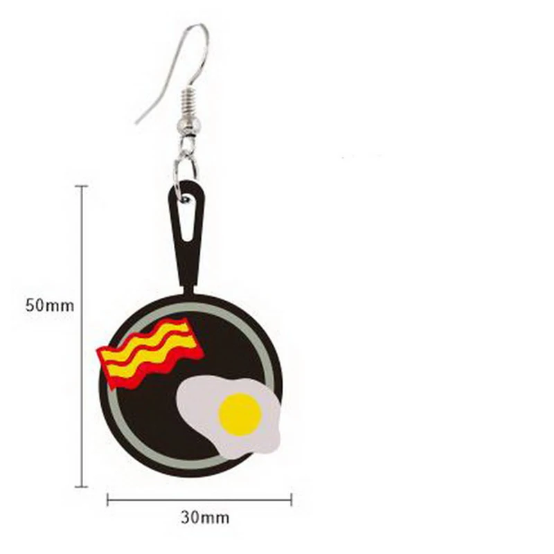 YAOLOGE Fashion Frying Pan Pendant Jewelry Egg Acrylic Unique Shape Woman Earring Jewelry Funny Creative Party Gift Wholesale