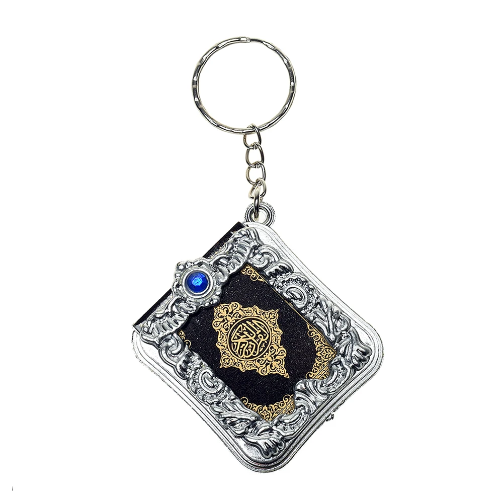 1 Pcs New Muslim Keychain Resin Islamic Mini Ark Quran Book Real Paper Can Read Pendant Key Ring Key Chain Religious Jewelry