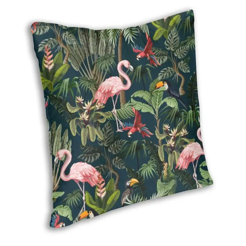 Jungle Pattern With Toucan Flamingo And Parrot Cushion Cover Bird Floor Pillow Case for Living Room Cool Pillowcase Decoration