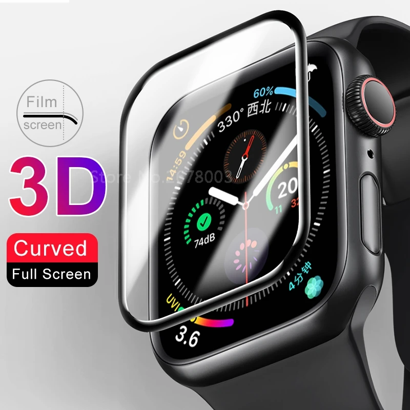 3D Full Glue Cover Tempered Glass For Apple Watch 4 5 6 SE 40mm 44mm 7 8 9 41mm Screen Protector iWatch Series 2 3 38/42mm