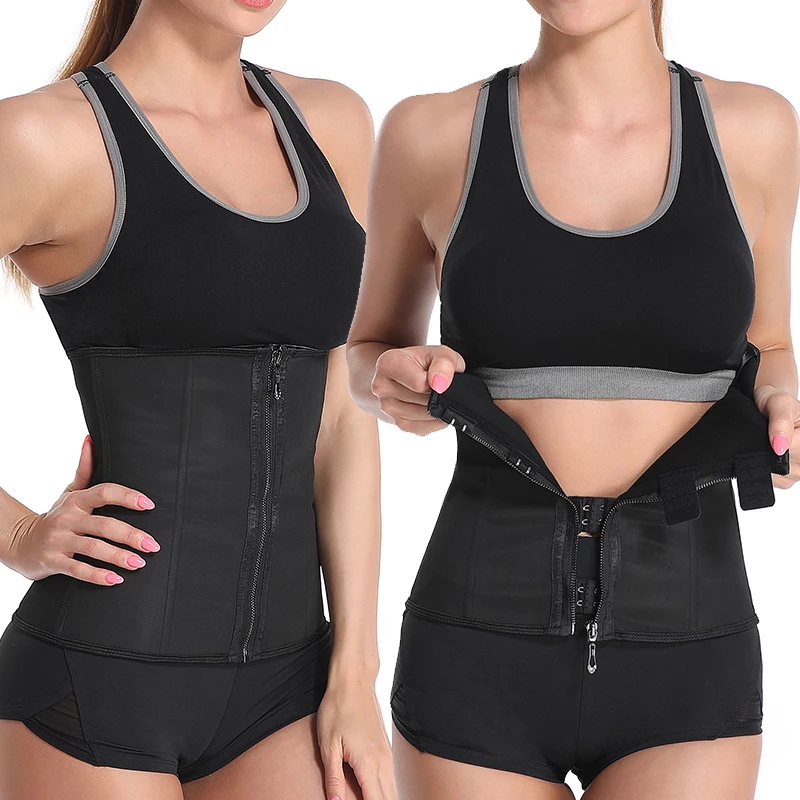Slimming Belt Latex Body Shaper Waist Trainer Zipper Underbust Slim Tummy Cincher Corset Girdle Shapewear Women Faja Fat Burning