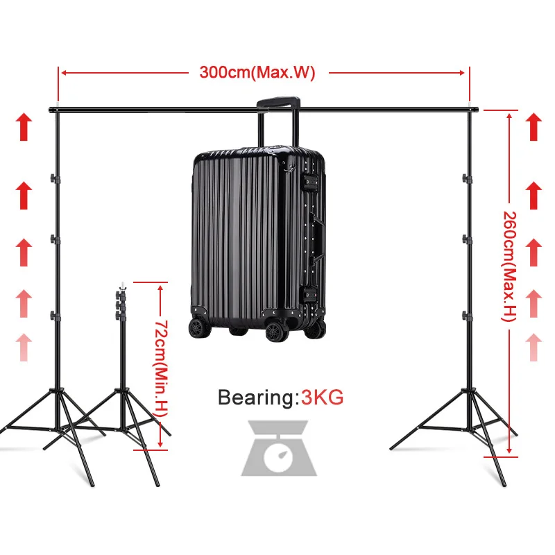 Photography Studio Backdrop Stand Background Green Screen Chroma key Support System Photo Frame with Carry Bag for Muslin Canvas