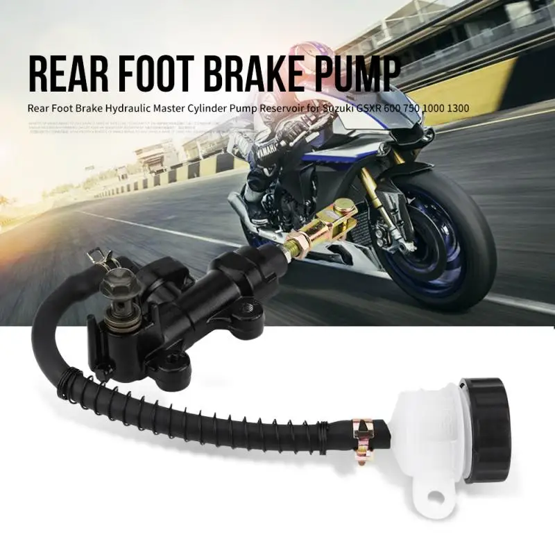 Motorcycle Rear Foot Brake Hydraulic Master Cylinder Pump Reservoir For Suzuki GSXR 600 750 1000 1100 GSX1300R