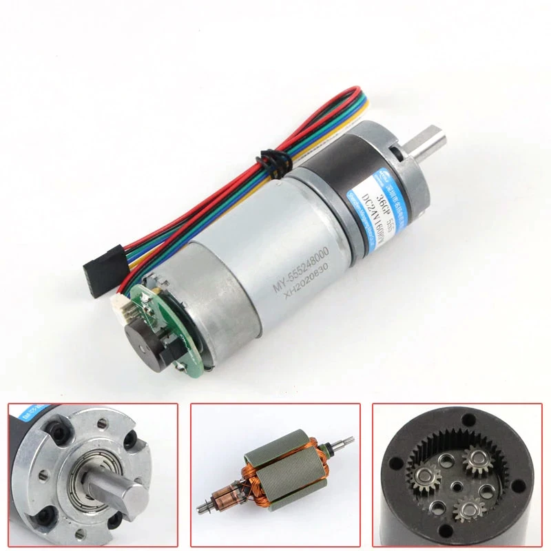 

36GP-555 DC Motor Hall Encoder Planetary Gear Electric 12V 24V High Torque 100KG Reduction Speed 11rpm-540rpm Low Noise Metal