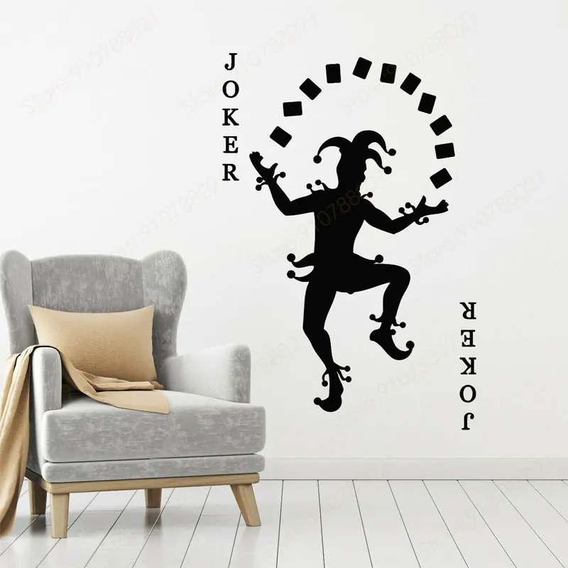 Creative Home Decor Room Vinyl Wall Sticker Joker Words Gambler Poker Card Casino Gambling Decals Transfer Mural Wallpaper S364