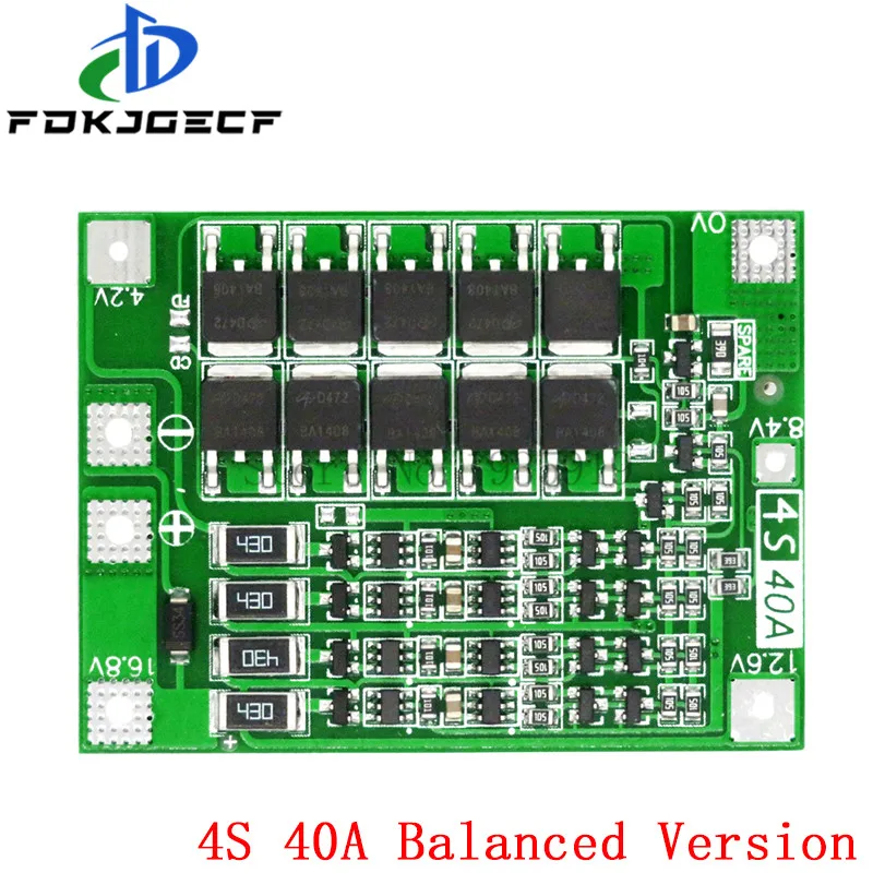 4S 40A Li-ion Lithium Battery Protection Board 18650 Charger PCB BMS For Drill Motor 14.8V 16.8V Enhance/Balance