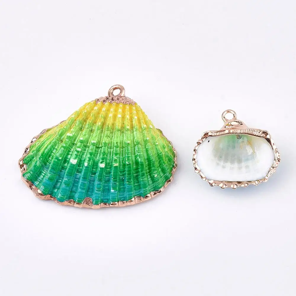 50pcs Colorful Spray Paint & Electroplate Sea Shell Charms Pendants for Jewellry Making DIY Crafts Home Decor Design