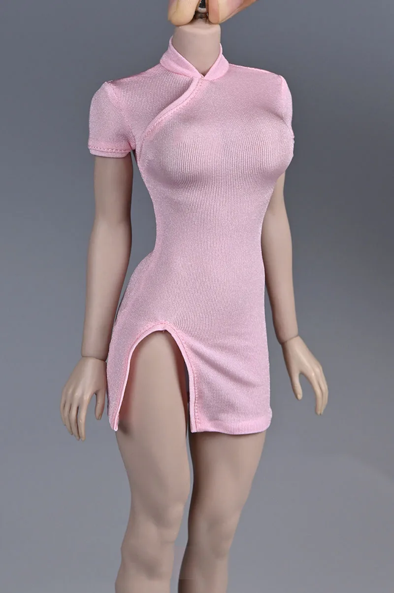 In Stock 1/6 Scale Female Soldier Knitted Stretch Cheongsam Clothes Split Slim Skirt Improved Model for 12 inches Body