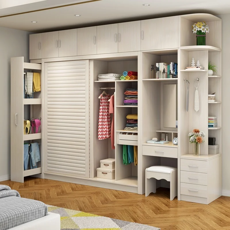 Wardrobe modern simple assembly moving door wardrobe custom sliding door cabinet for household bedroom