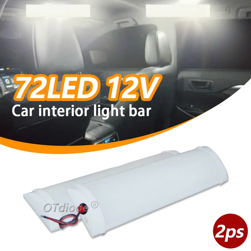 2Pcs LED 10W Car Interior Led Light Bar White Light Tube with Switch for Van Lorry Truck RV for Camper Boat Indoor ceiling light