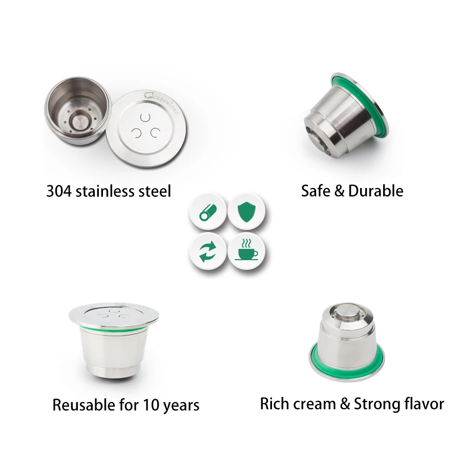 Capsulone 3rd STAINLESS STEEL Metal Capsule Compatible Nespresso Machine Refillable Reusable  thread capsule