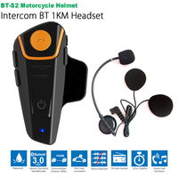 Waterproof BT-S2 Multi BT Interphone 1000M Motorcycle Bluetooth Helmet Intercom Intercomunicador Earphones Headset FM MP3