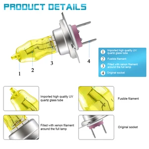 Helle leuchtende Glühbirne des Halogenauto -Leuchtturms, Nebelscheins, Gelb, 100W, H1, H3, H7, H4, H11, 9005, 9006, H8, 2 Pces 10 Hauptverkäufe gelbe Lampen H4 - №2