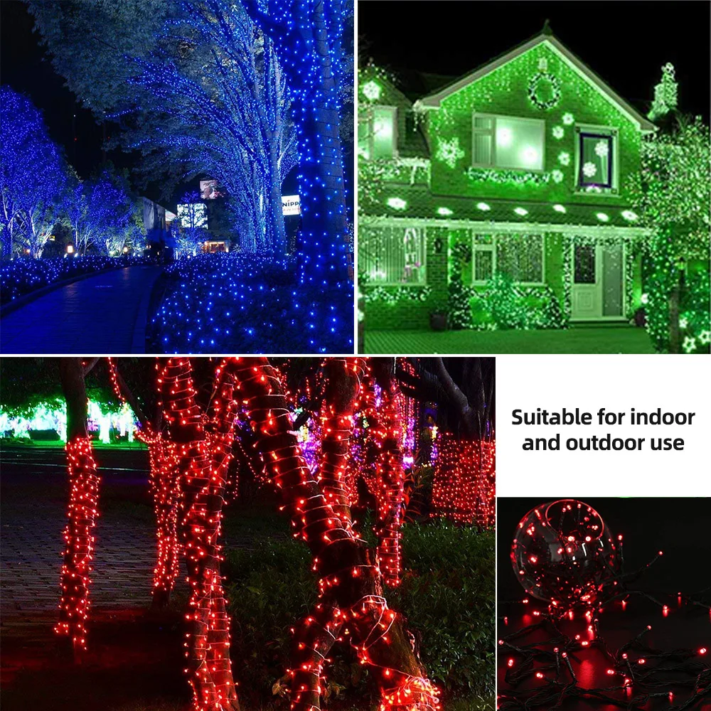 Imagem -06 - Outdoor Impermeável Solar Cadeia String Lights Fairy Holiday Lights Árvore de Natal Guirlandas Decoração do Jardim 50 100 200 Led