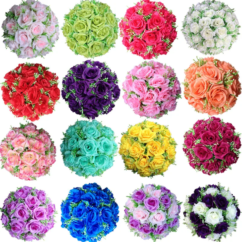 

10 Inch Wedding Flowers Full Balls Table Centerpiece Decor Artificial Silk Rose Pomander Floral Starry Kissing Balls