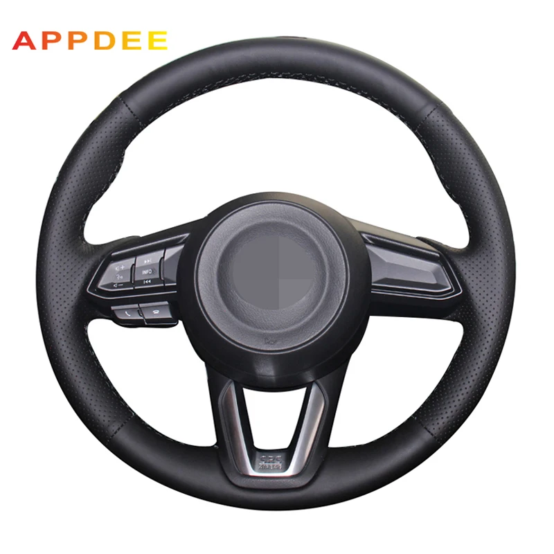 

Handsewing Black Artificial Leather Steering Wheel Covers for Mazda 3 CX-5 2017 Mazda CX-9 2016 2017