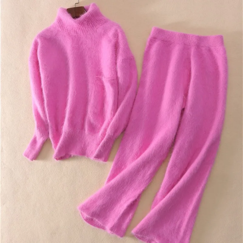 

Winter knitted two-piece set women's palace Pants Set oversized loose sweater jogging knitted sportswear set