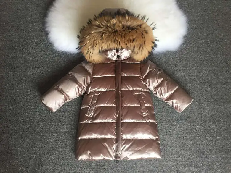 NEW Fashion Girls Winter Coats for Boys Child Down Jackets Outerwear Waterproof Medium-long Thick Real Fur Hooded 1-14Y