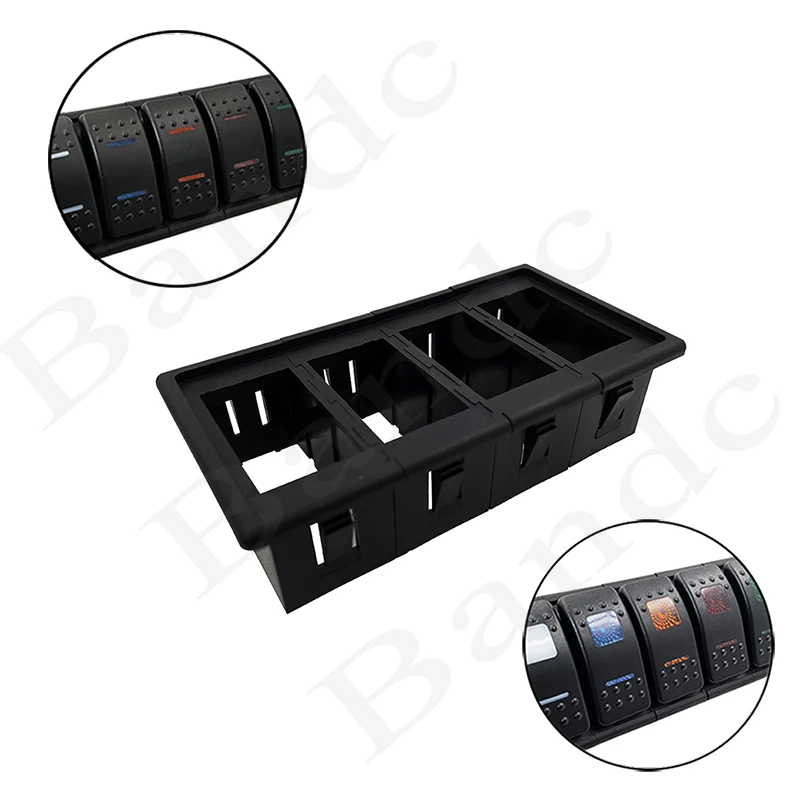 

4 Way Free Combination Rocker Switch Housing Holder Black Square Frame for Car Boat Marine Vehicle, Auto Switch Accessories