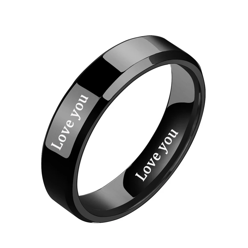 Acheerup Engrave Names Stainless Steel Couple Rings Customized Wedding Band 6/4mm Ring For Women Engagement Lovers Jewelry Gifts