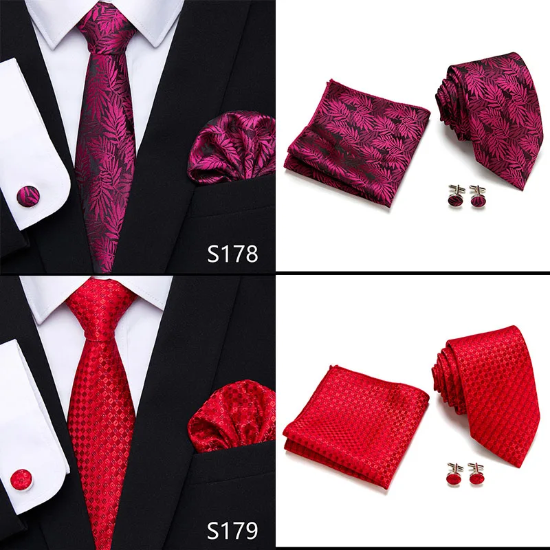 Heißer Verkauf 7,5 cm Krawatte Einstecktücher Manschettenknopf Set Krawatte Rosa Lila Hombre Gedruckt Formelle Kleidung Zubehör Fit Party – Detail 15