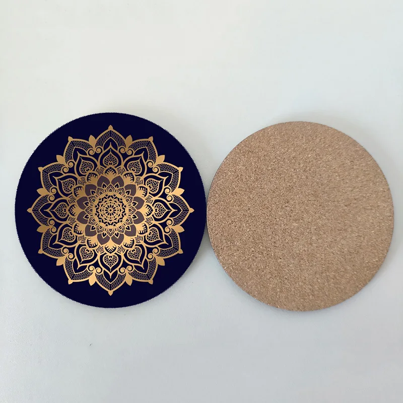 mandala wooden coffee cup pad board customized decorative beer Mark coaster tea party favor gifts mat 8 pcs Cp04mA02