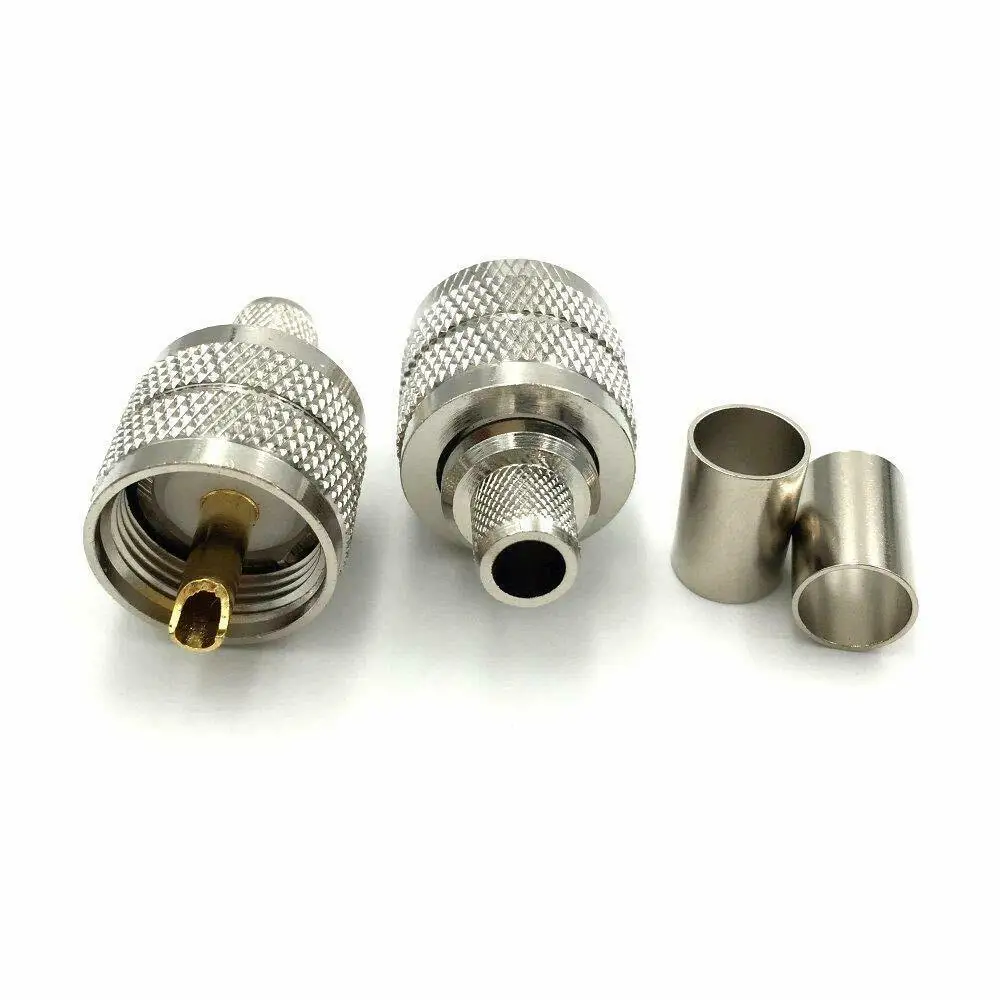 

20PCS brass UHF male PL-259 plug crimp RG5 RG6 5D-FB LMR300 cable connectors