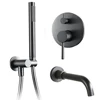 Robinet de douche en or rose brossé, double commande, douchette à main unique et bec, robinet de salle de bain chaud et froid, ensemble de douche 6
