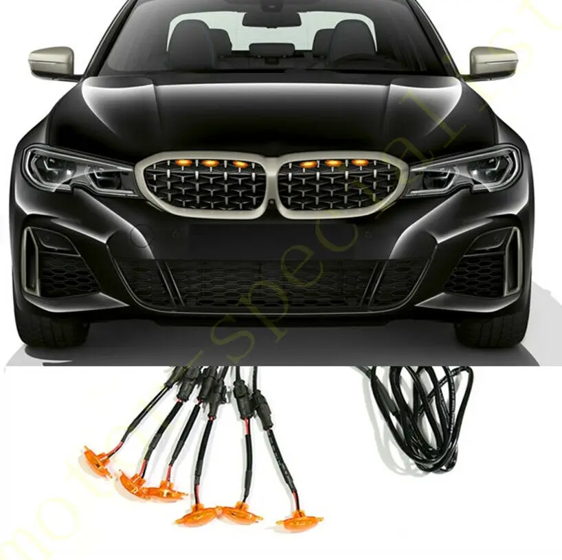 

Fit For BMW M340 2020-21 Car Front bumper Grille LED Yellow Light Raptor Style Light Kit Decor W/ Wire Speed